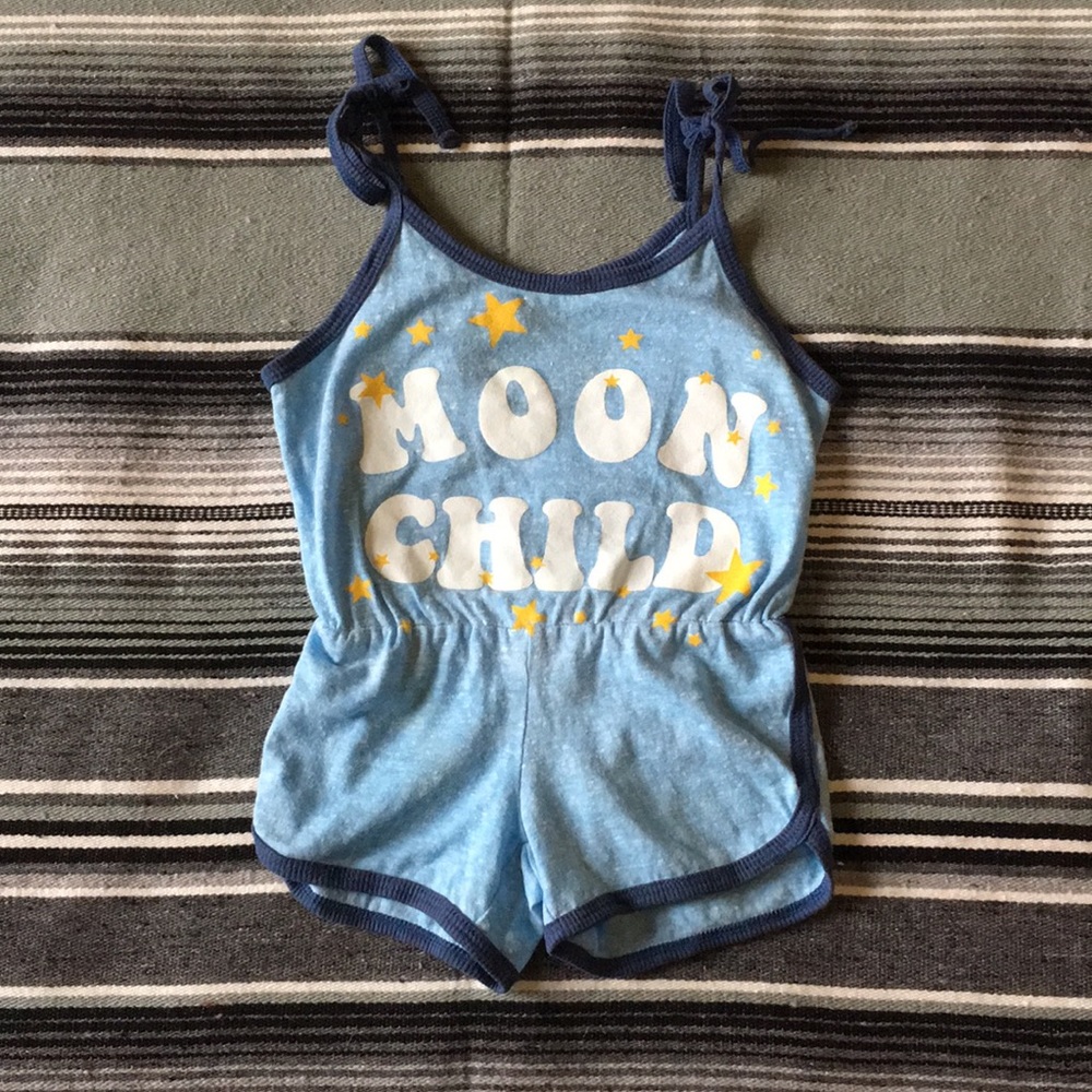 Moon Child Blue Girls' One-Piece Romper